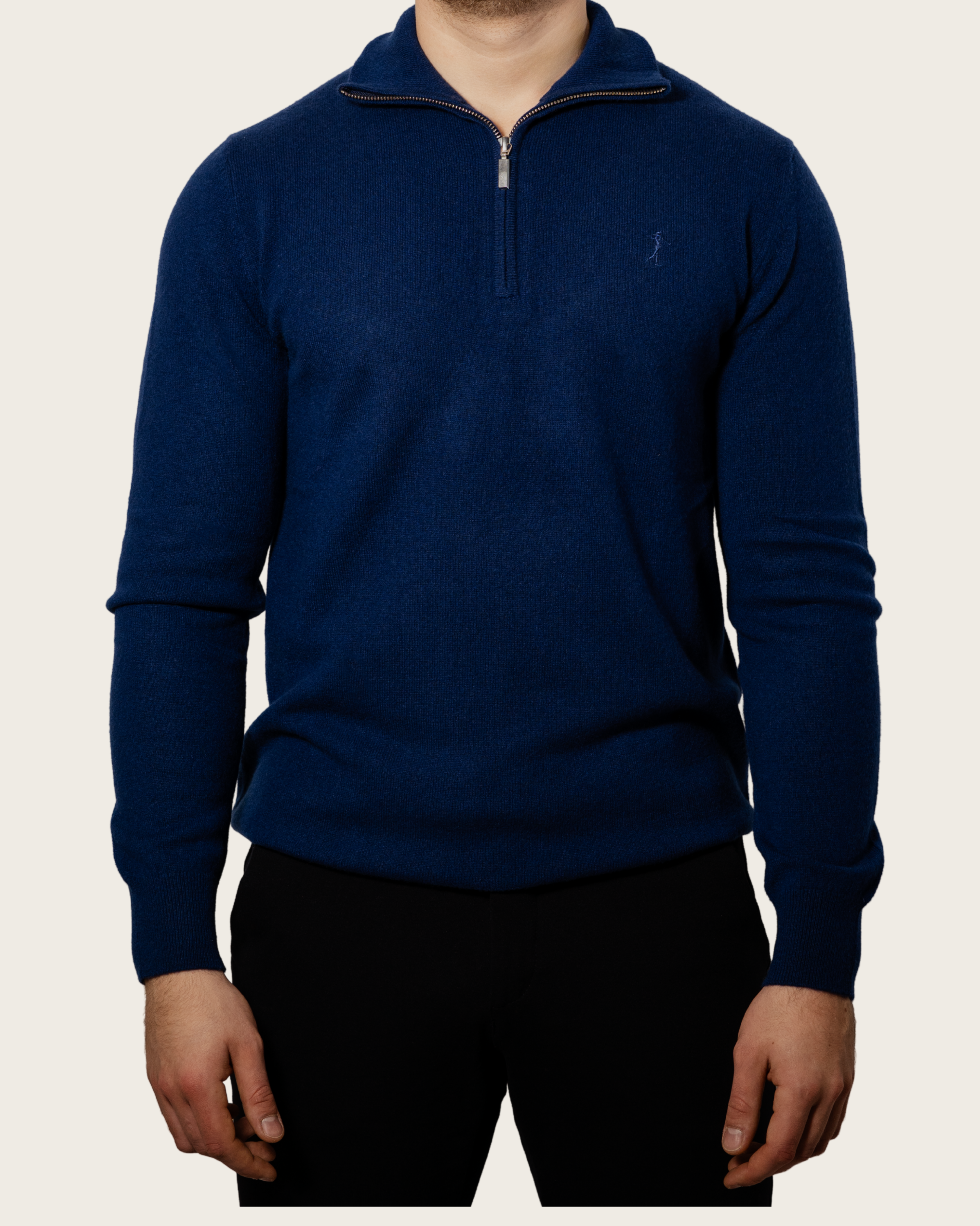 Pulover Half-Zip — Albastru Nocturn