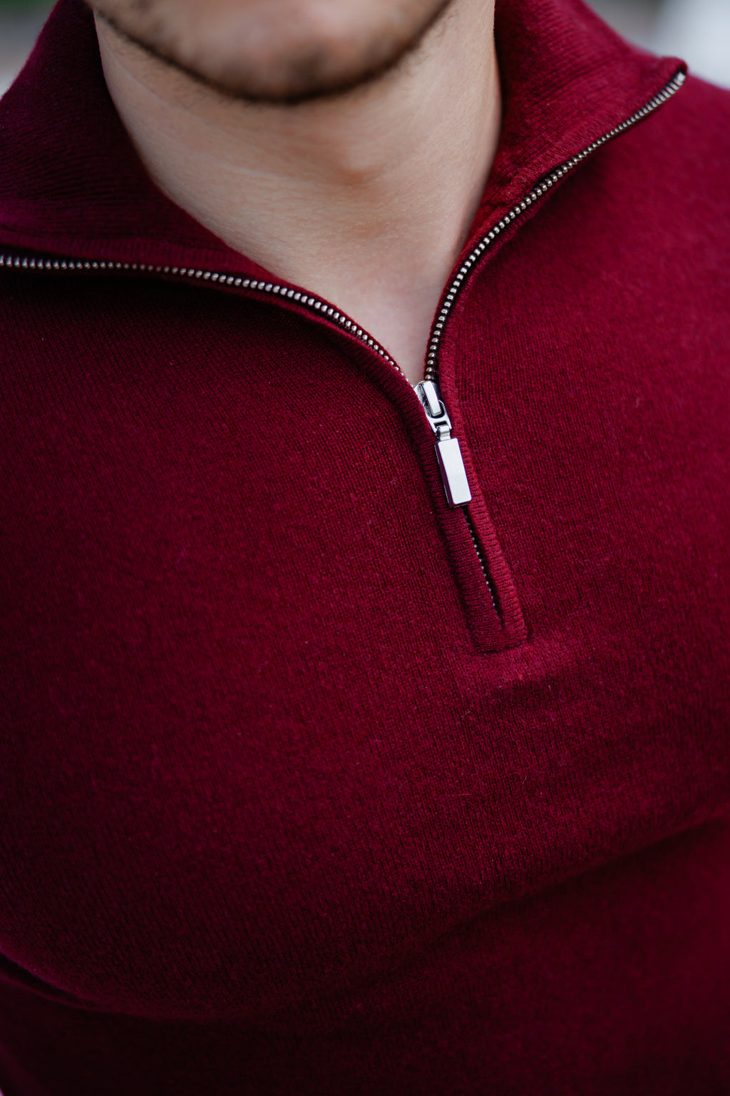 Pulover Half-Zip — Burgundy