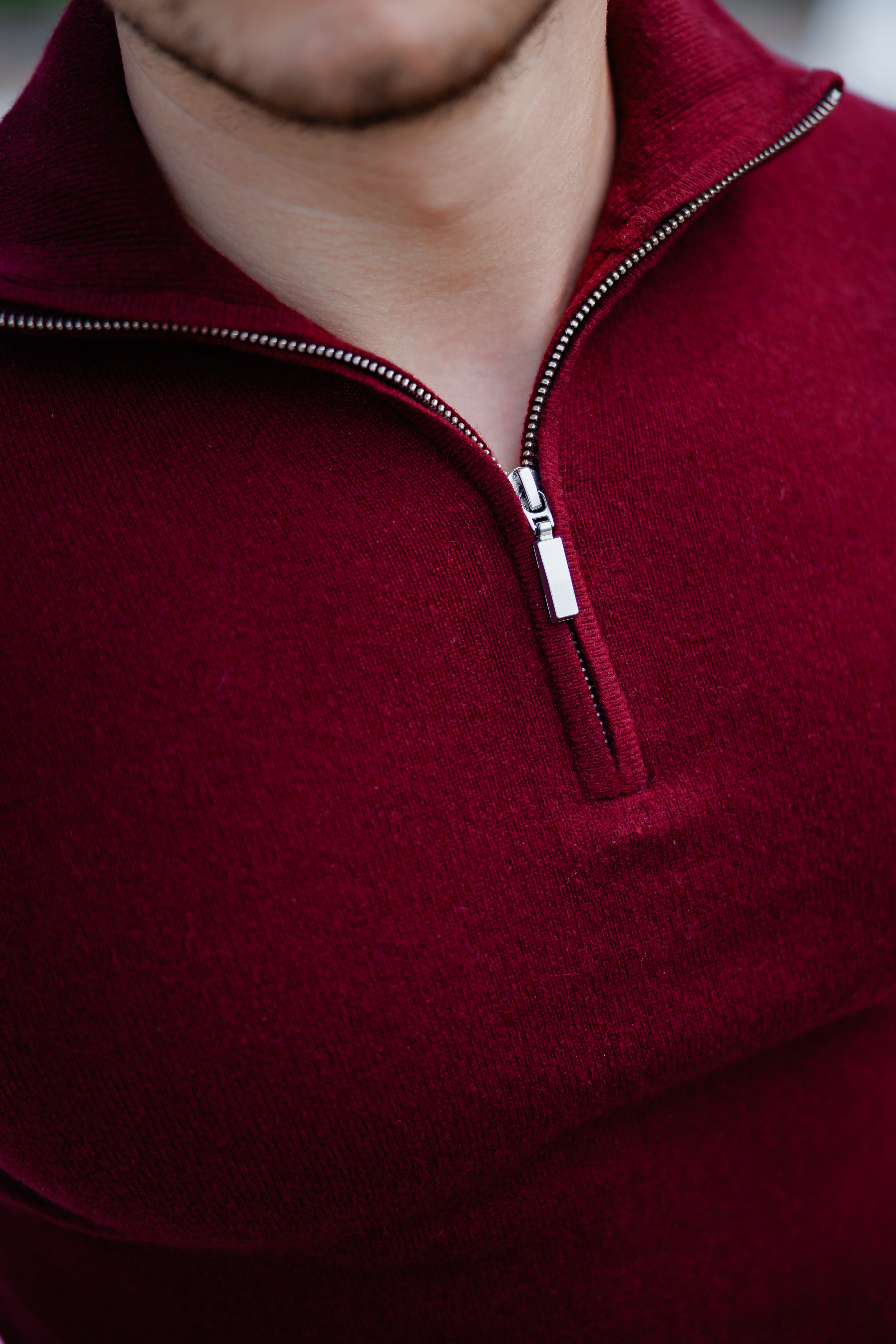 Pulover Half-Zip — Burgundy