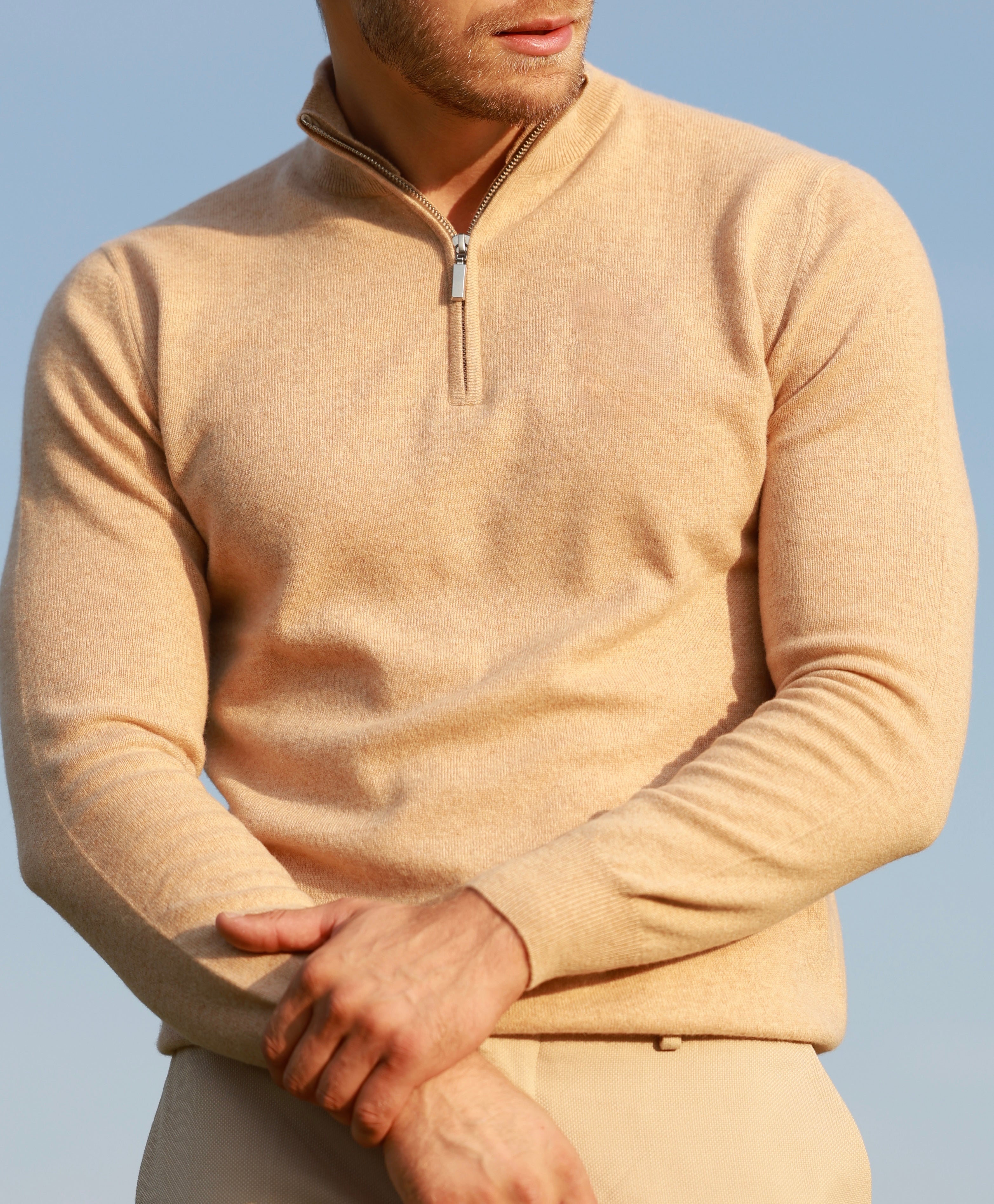 Pulover Half-Zip — Cașmir Pur